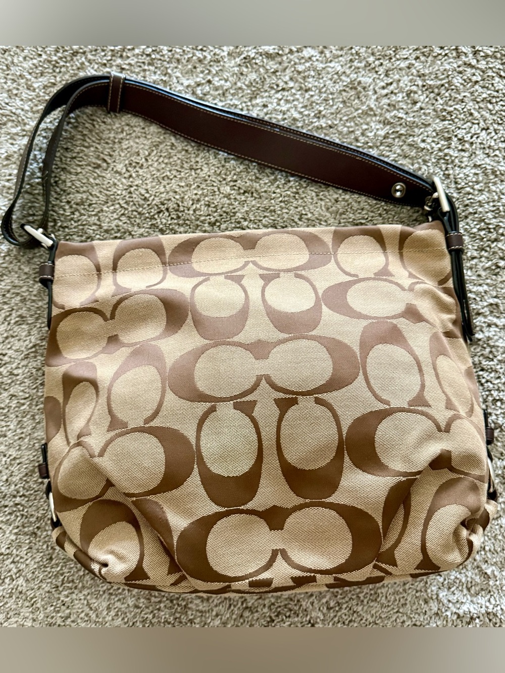 Y2K Coach Signature Canvas Brown Hobo Purse